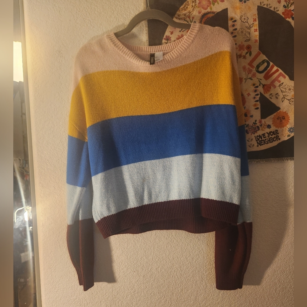 H&M Multicolor Cropped Striped Women's Sweater